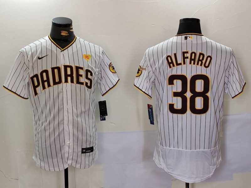 Men%27s San Diego Padres #38 Jorge Alfaro White With PS Patch Stitched Flex Base Jersey->milwaukee brewers->MLB Jersey